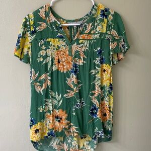 Daniel Rainn Green Floral Blouse